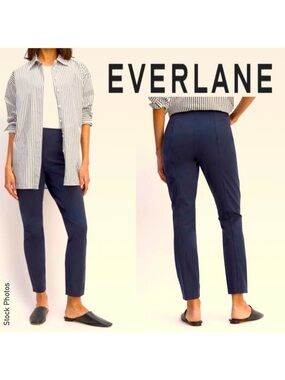 EVERLANE The Bi-Stretch Work Pant Side Zip Navy (4)
